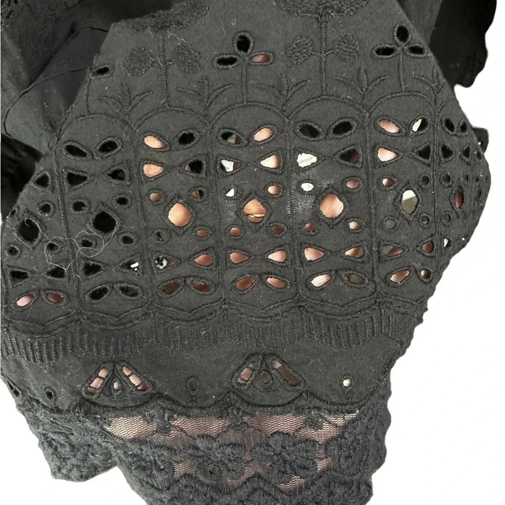 Free People 100% Cotton Black This is‎ It Slip Midi Dress size Medium Whimsigoth - Picture 10 of 10